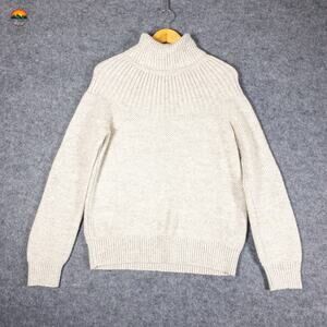 J.Crew Pullover Sweater White Long Sleeve Turtleneck Knit Women's Size Large